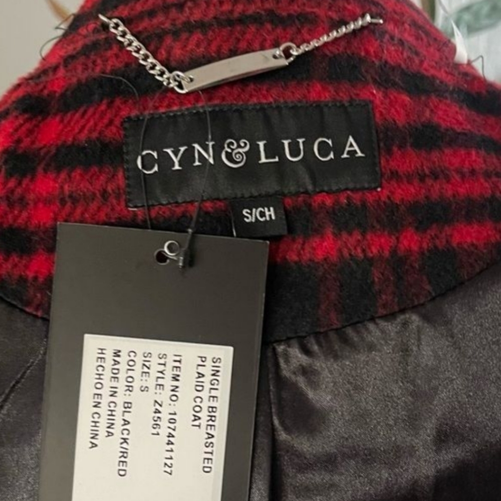 NWT CYN & LUCA PLAID COAT - Picture 4 of 4